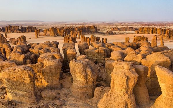 The Ennedi Massif is a spectacular desert landscape of sandstone arches, towers, and deep canyons in the Sahara. This UNESCO site is famous for its ancient rock art and the Guelta d'Archei, a permanent waterhole where rare desert crocodiles survive. Its surreal geological formations and nomadic heritage offer a mystical and adventurous journey into one of the most remote and beautiful regions on Earth.