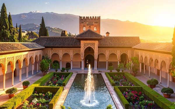 Perched on a hill in Granada, the Alhambra is a stunning palace and fortress complex that showcases the pinnacle of Moorish art and architecture in Europe. Its delicate stucco carvings, tranquil courtyards, and the lush Generalife gardens are unparalleled. It offers a romantic and historic journey through the era of Islamic rule in Spain with incredible mountain views.